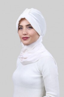 Cap-Hat Style - بونيه شال مخمل ابيض - Hijab