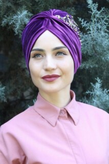 Velvet Sequined Vera Bonnet Purple - 100285068 - 