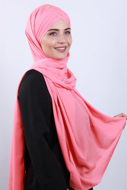4 Draped Hijab Shawl Pink - 100285085 - 
