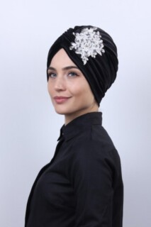 Velvet Guipure Vera Bonnet Black-White - 100283055 - 