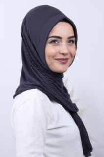 Pleated Hijab Shawl Smoked - 100282913 - 