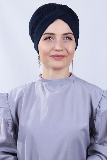 Double Side Bonnet - Nevrulu Double-Sided Bonnet Navy Blue - 100285427 - Hijab