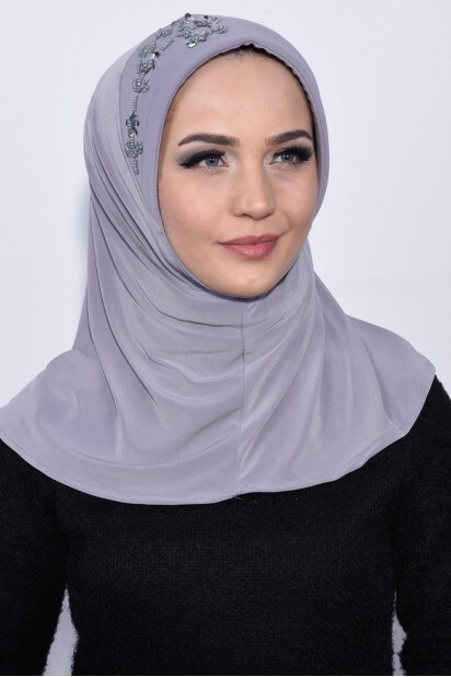 Practical Sequin Hijab Gray - 100285501 - 