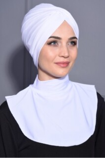 Col Hijab à Bouton Pression Blanc