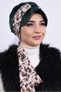 Velvet Scarf Hat Bonnet Emerald Green