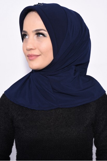Practical Sequin Hijab Navy Blue