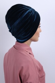 Velvet Nevru Bonnet Petrol Blue