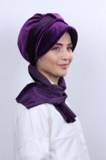 Velvet Shawl Hat Bonnet Purple - 100283137 - 