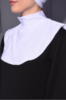 Col Hijab à Bouton Pression Blanc - 
