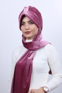 Velvet Shawl Hat Bonnet Dried Rose - 100283143 - 