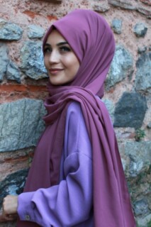 Plain Chiffon Shawl Dark Rose - 100285457 - 