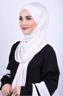 Combed Cotton 3-Striped Shawl Ecru - 100285203 - 