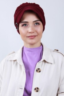 Buckled Hat Bonnet Claret Red - 100285179 - 