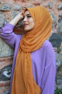 Plain Chiffon Shawl Mustard Yellow - 100285454 - 