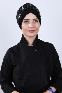 غطاء رايات مزين بالترتر أسود فضي - 