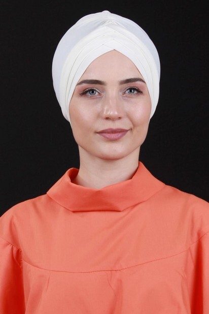 شال على الوجهين بثلاثة خطوط بيج فاتح - Hijab